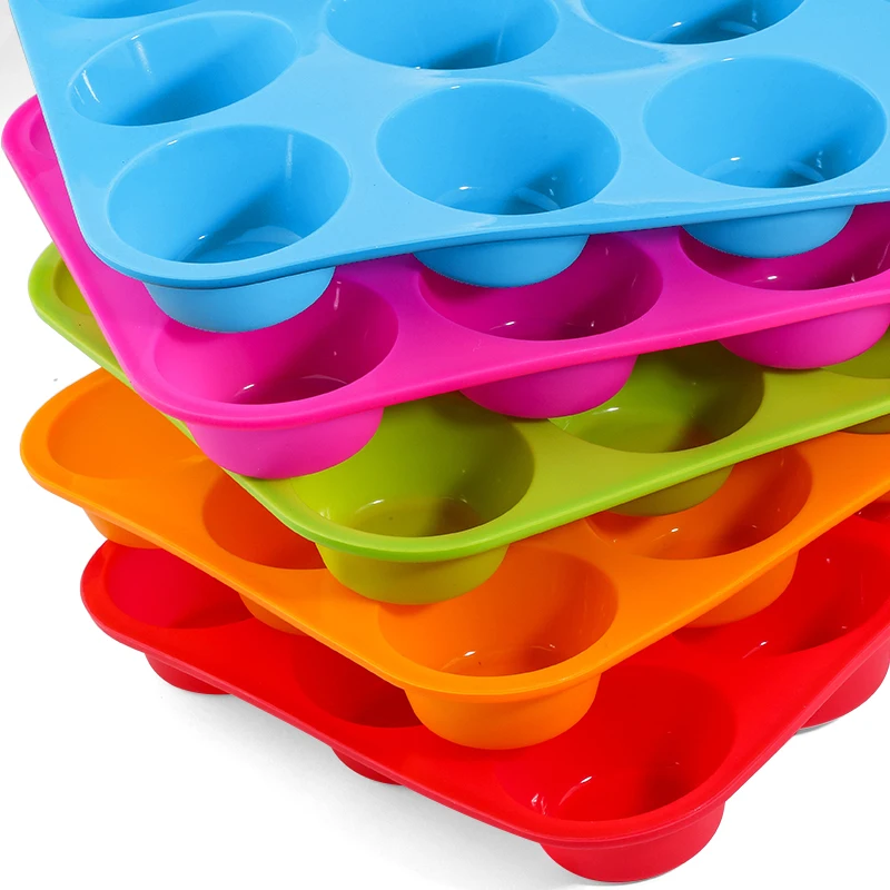 Mini Muffin 12 Holes Silicone Round Mold DIY Cupcake Cookies Fondant Baking Pan Non-Stick Pudding Steamed Cake Mold Baking Tool