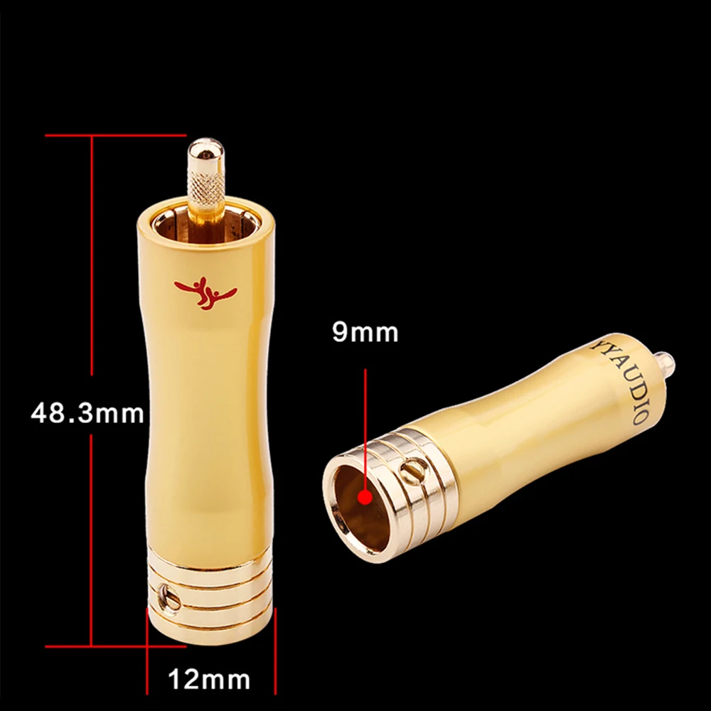 Yyaudio alta fidelidade rca plug fibra de carbono de alta qualidade 24k banhado a ouro rca conectores de solda conector de fio de cabo de alto-falante