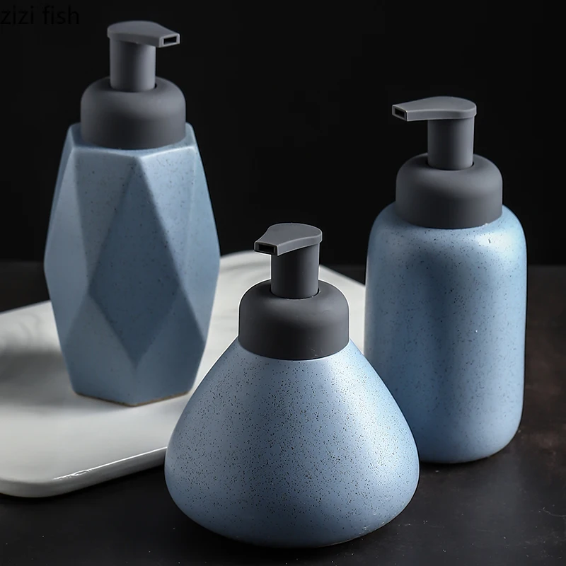 Ceramic Foam Soap Dispenser Bottle Kitchen Hand Sanitizer Bottle  Shampoo Body Wash Lotion Bottle Customizable logo for hotels