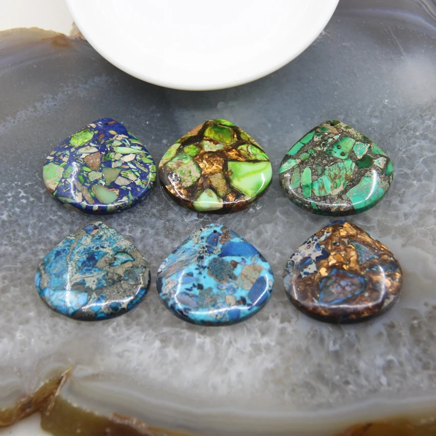 

1pcs Drop Shape Emperor Stone Slice Slab Pendant,Natural Stone Imperial Jaspers Necklace For DIY Jewelry Making Accessories