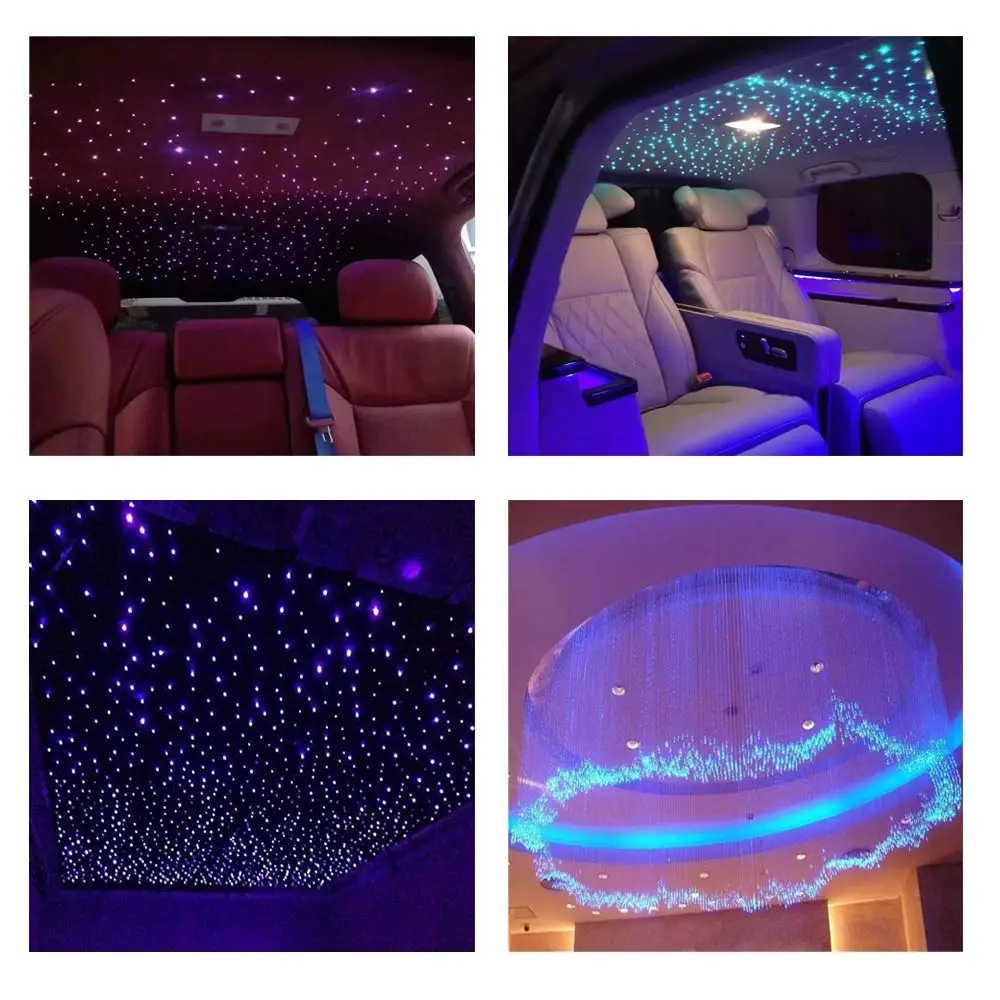 Fibra Óptica Plástica PMMA para Todos os Tipos de Luz LED, End Glow, Motor DIY, Efeito Céu Estrelado, Casa Decorativa, 200PCs, 0,75mm, 2m
