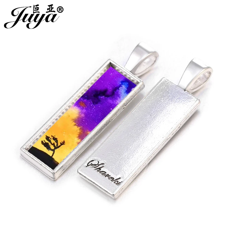 

10PCS Rectangle Pendant Base Settings 8x26mm Alloy Blank Tray Charms For Jewelry Making DIY Necklace Keychain Findings Crafts