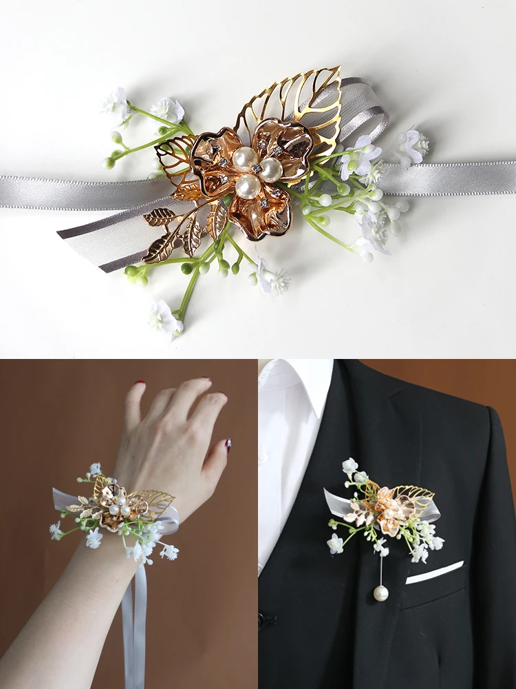 Corpetto ad ago per l'alito del bambino botanico, grounonniere Groom, Buttonhole da sposa rustico, Boho Wedding damigella d'onore naturale