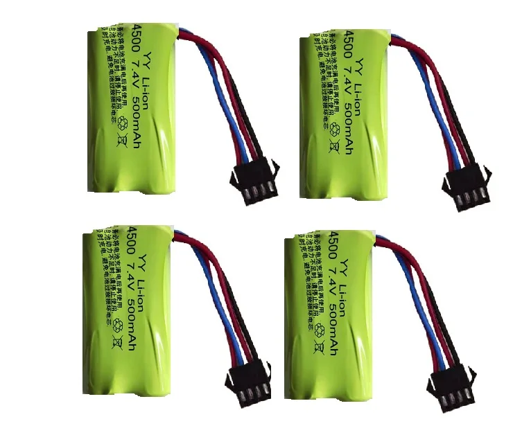 7.4V 500mAh 14500 akumulator litowo-jonowy SM-4P na zabawki elektryczne pistolet pociskowy na wodę zabawki akcesoria 7.4V akumulator do pojazdów RC