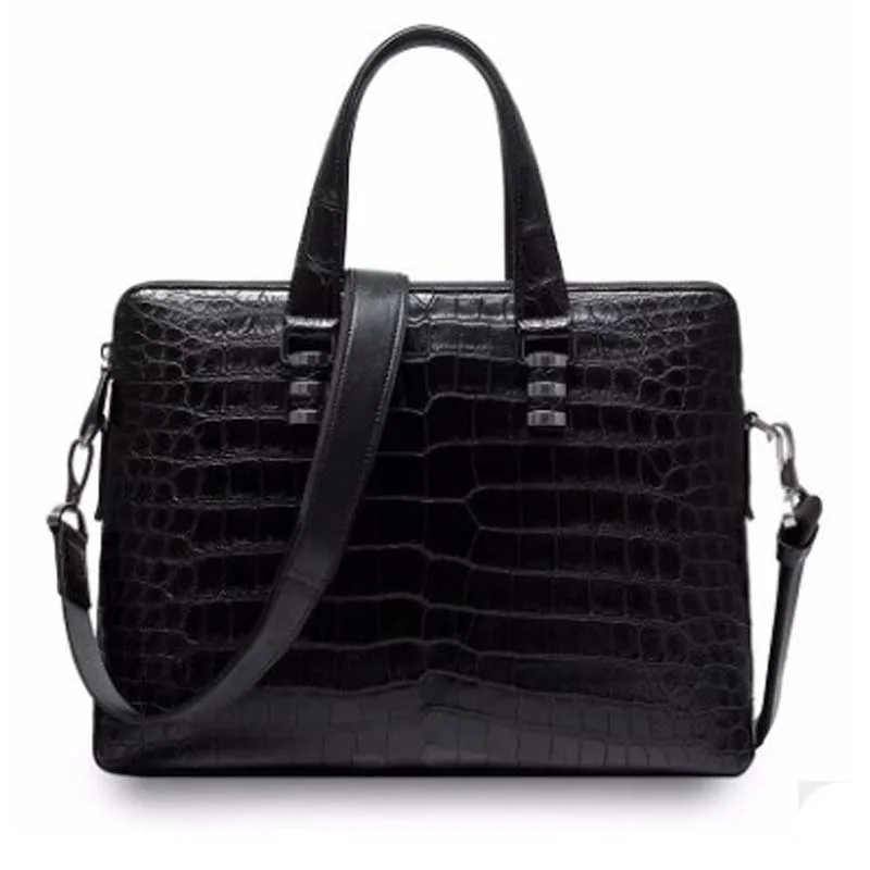 ourui  crocodile  belly  men briefcase  black  Genuine crocodile leather  handbag  package  male men handbag