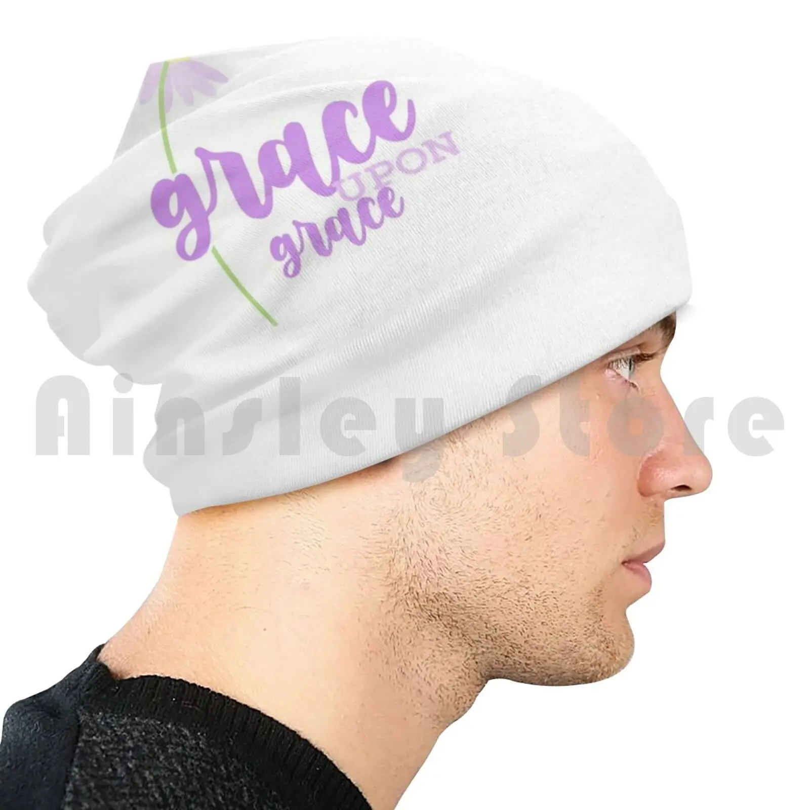 Gorros Pullover Cap com Margarida, Graça Através Da Graça, Confortável, Verso Bíblico, Cristão, Margarida Flor