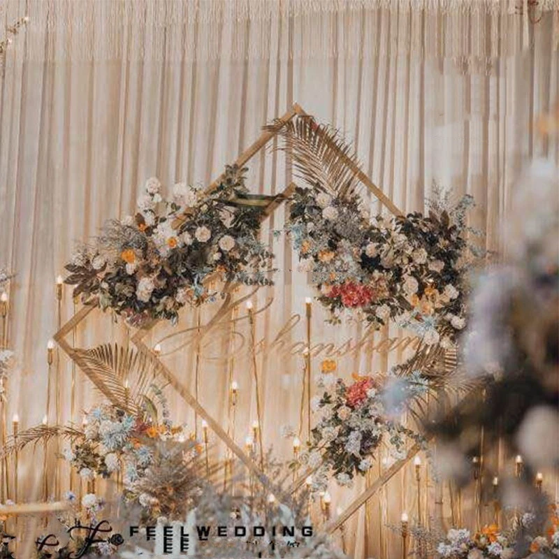 Wedding Arch Wrought Iron Square Quadrilateral Diamond Shelf Geometrical Artificial Flower Stand Party Backdrop Decor