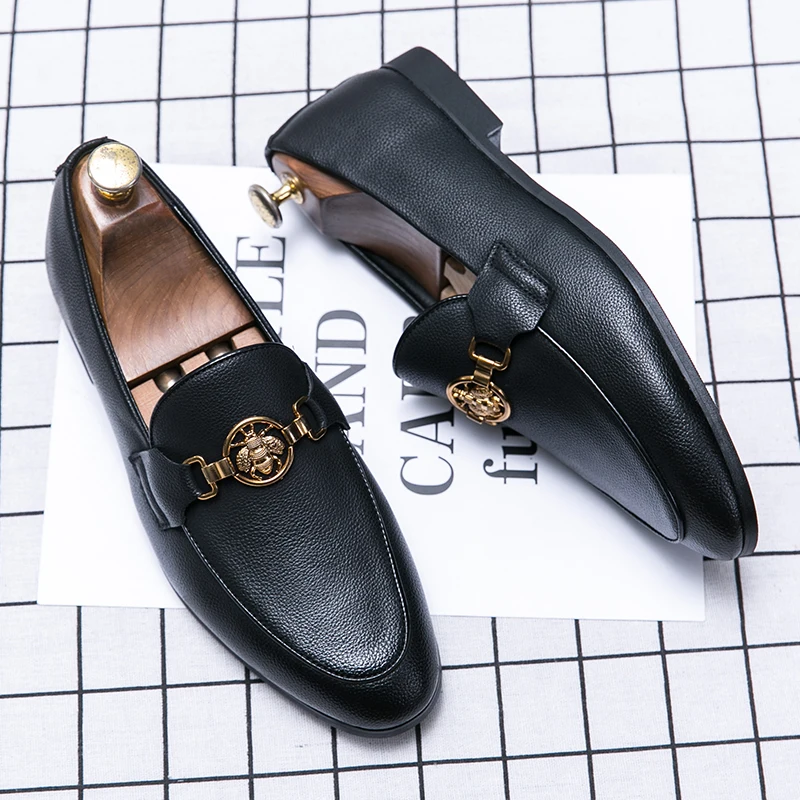 New Designer Leather Men Casual Luxury Black Shoes Brand 2022 Mens Loafers Moccasins Breathable Slip on Male Dress Driving Shoes