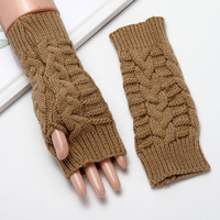 Fashion Women Men Twist Crochet Knitted Fingerless Gloves Short Arm Sleeve Hand Warmer Mittens Winter Warm Guantes Mujer