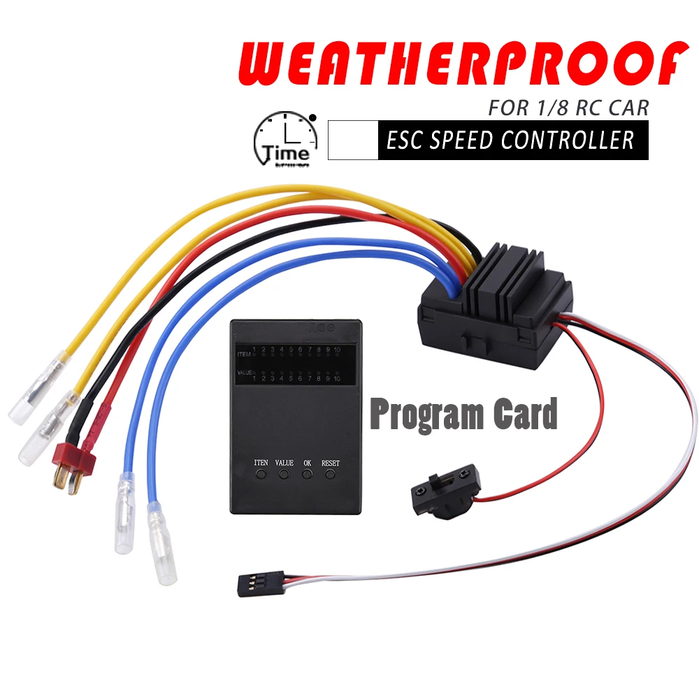 

WP-880 80A Waterproof Dustproof Brushed ESC Speed Controller Dual Connector To Motor With Program Car For 1/8 RC Car Truck Toys