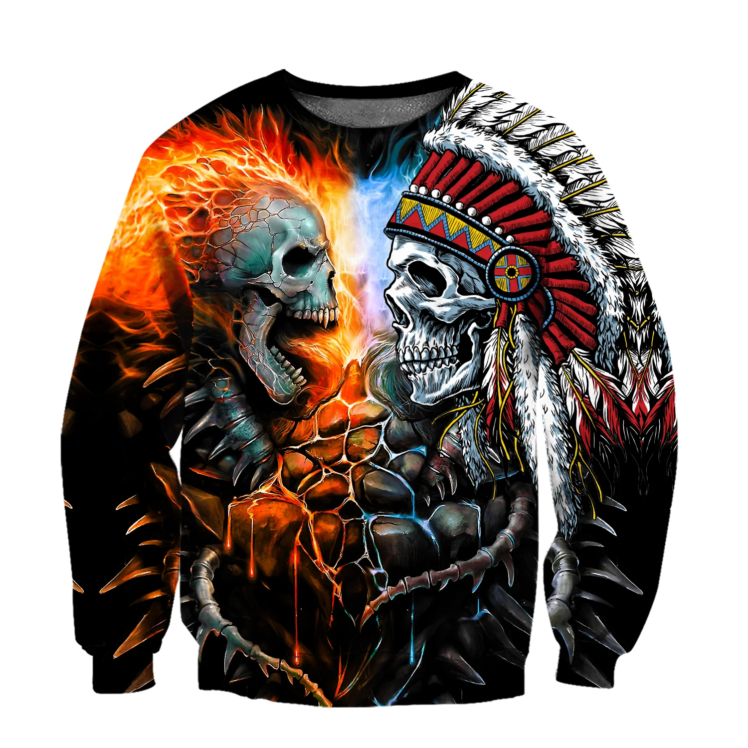 Sudadera de pesca para hombre otoño estampado 3D calavera nativa KJ503 - imagen 4