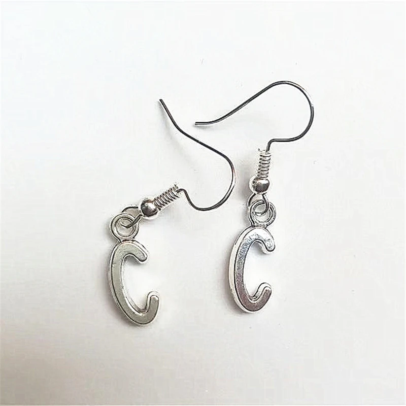 Dangly Initial Earring, Personalised Earrings, Antique Silver Color Letter Earrings, Quirky Earrings, Dangle Initial Earrings