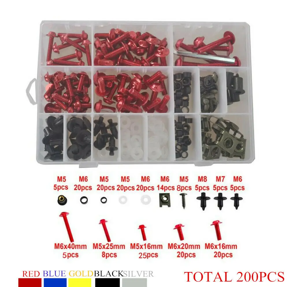 For Aprilia RS250 RSV4 1000 1996-2018 200x Complete Fairing Bolt Kit Body Screws Clips