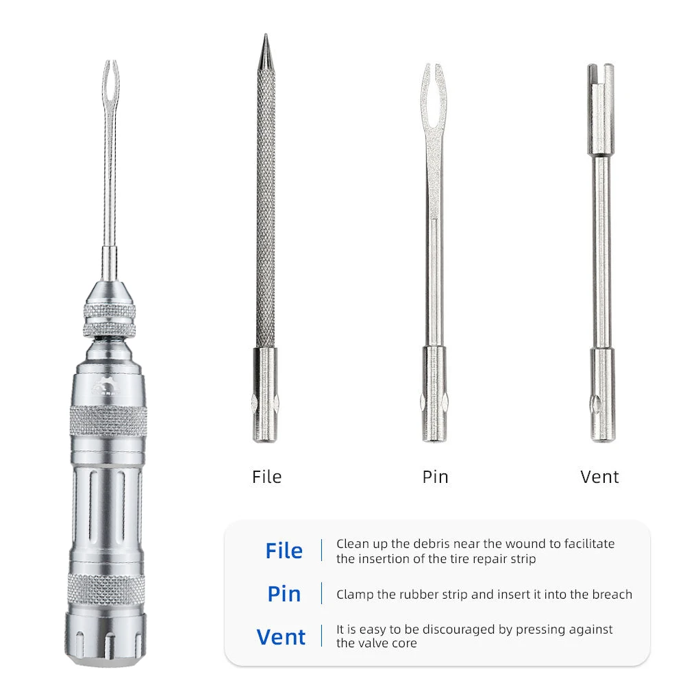 Kit de reparación de neumáticos de bicicleta sin cámara, herramientas de reparación de neumáticos de Kit de reparación de neumáticos, perforadora de