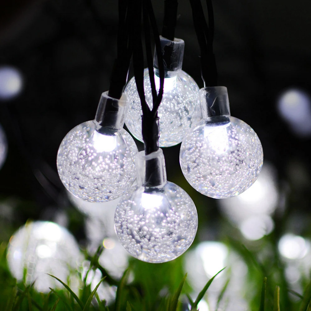 Solar LED String Globe Bulb String 6.5m 30 LED Fairy Light String LEDs Ball Christmas Light Garland Wedding Garden Decoration