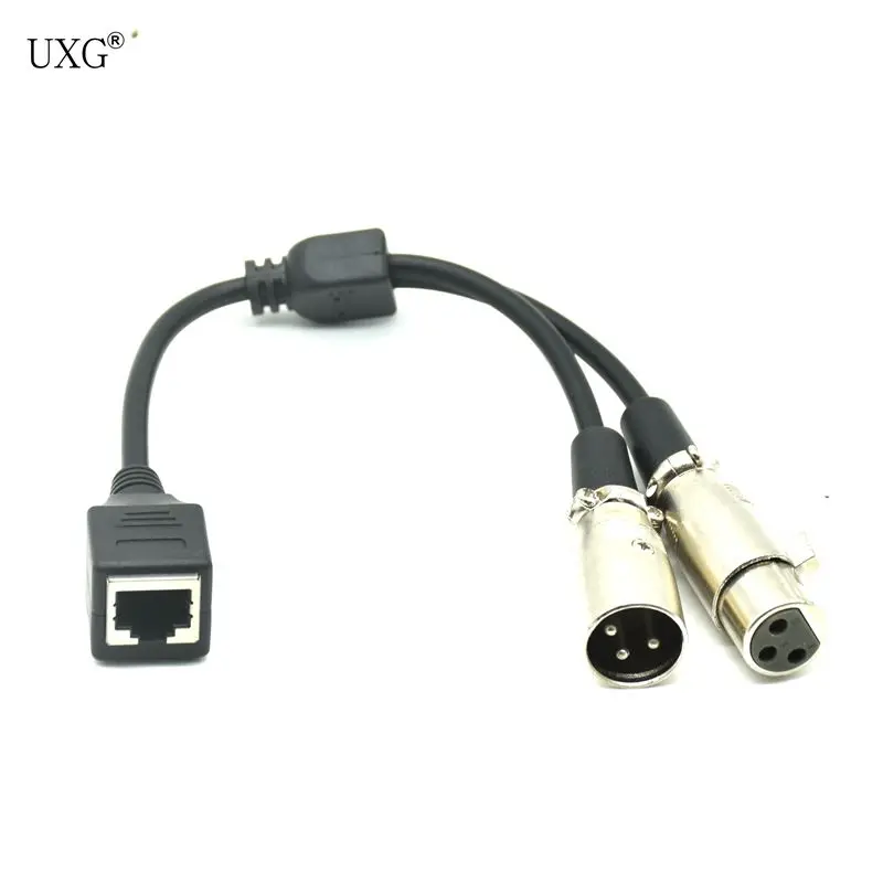 RJ45 RJ9 Ethernet Female to 3 Pin XLR Female and Male Adapter Converter Cable 25cm