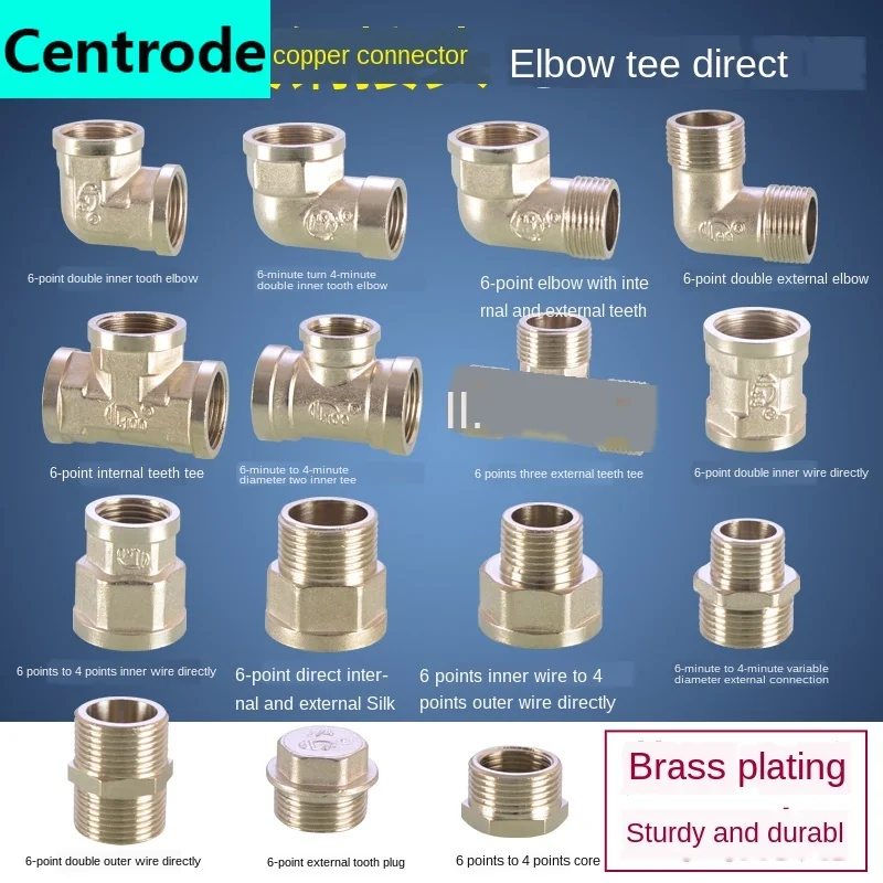 Encaixes para tubos 3/4 em cobre, juntas de galvanização 1/2 em-3/4 em fio interno e externo, redutor de cotovelo direto