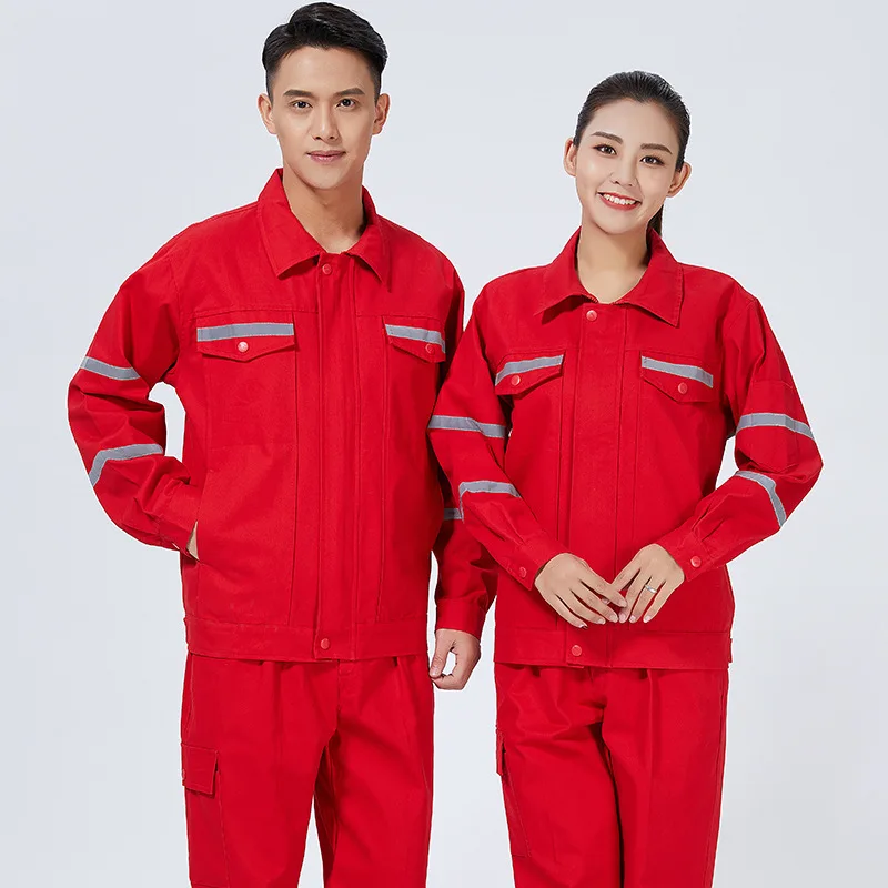 Autumn Thick Long-sleeve Work Clothing For Men Women Pure Cotton Breathable Reflective Electrician Work Coverall Miner Uniforms