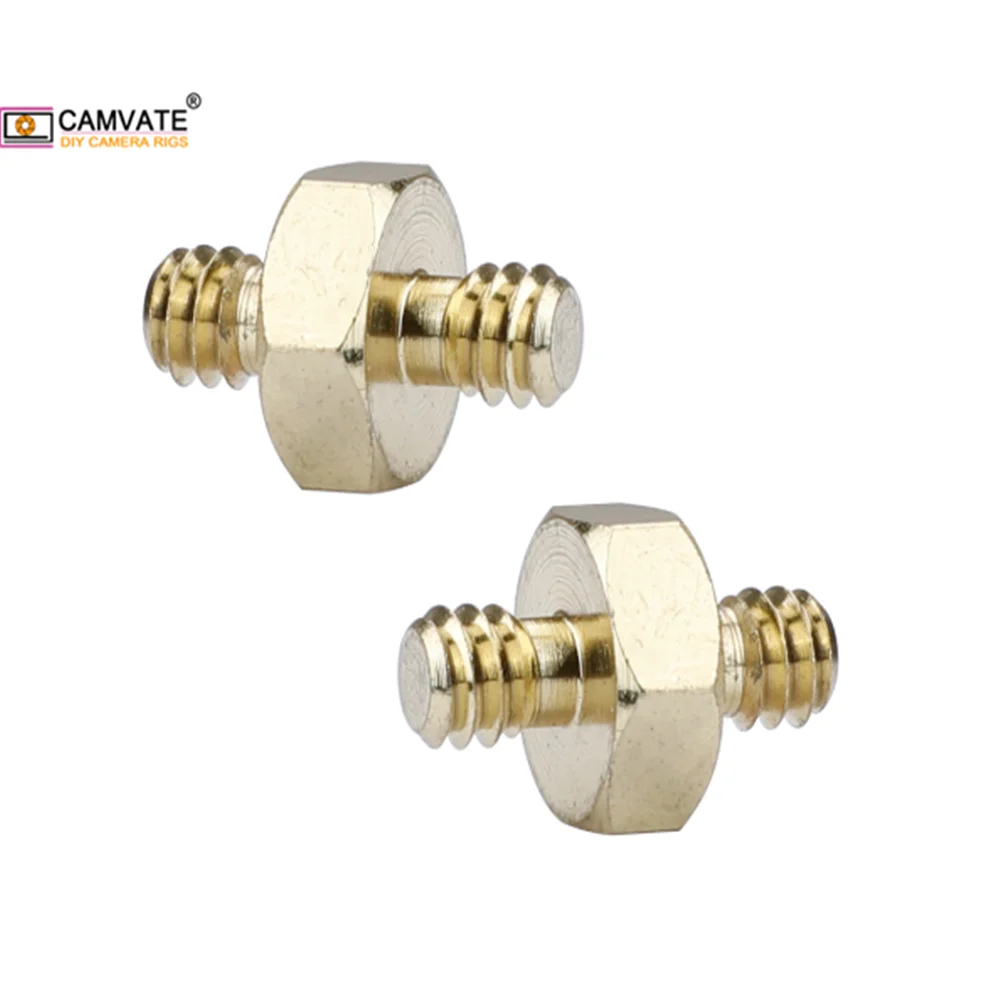 カムコーダー-1/4 "オスから1/4" の六角ねじアダプター,オス/三脚/ボールヘッド/ライトスタンド/ビデオライト取り付け用,2個