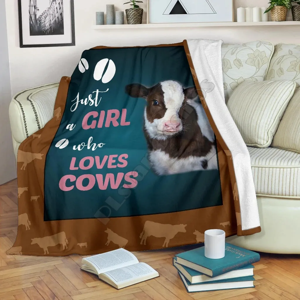 

Farm Just A Girl Who Loves Cows 3d printed fleece blanket Beds Hiking Picnic Thick Fashionable Bedspread Sherpa Throw Blanket