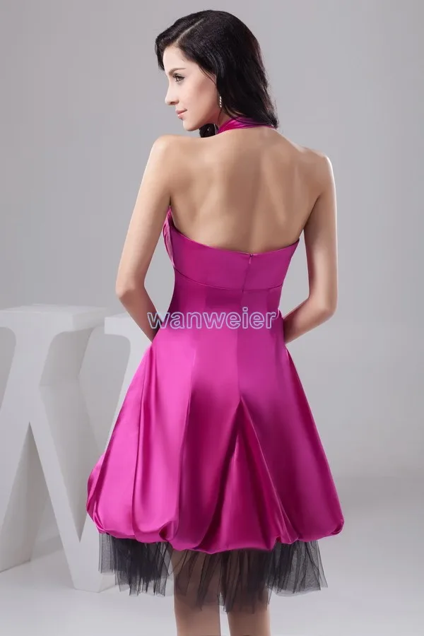 Envío Directo vestido precioso foto real formal de talla grande nuevo diseño novias plisado corto personalizado sexy halter vestidos de cóctel de graduación