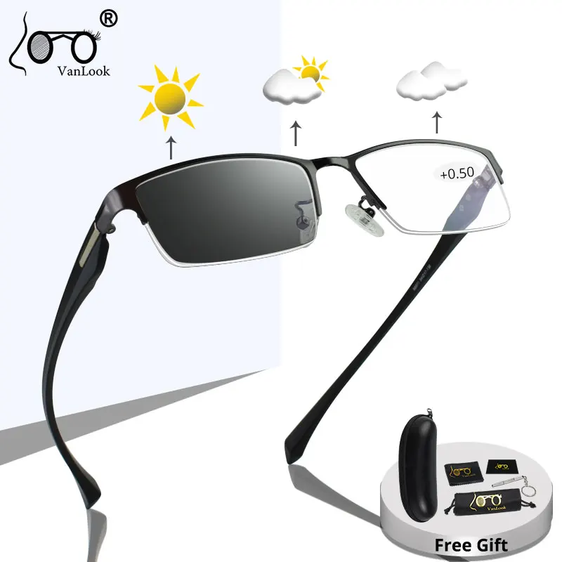 Photochromic Reading Glasses Chameleon Lens Men Women  Sun Glasses Eyeglasses +50 75 1.25 1.75 5.5 6