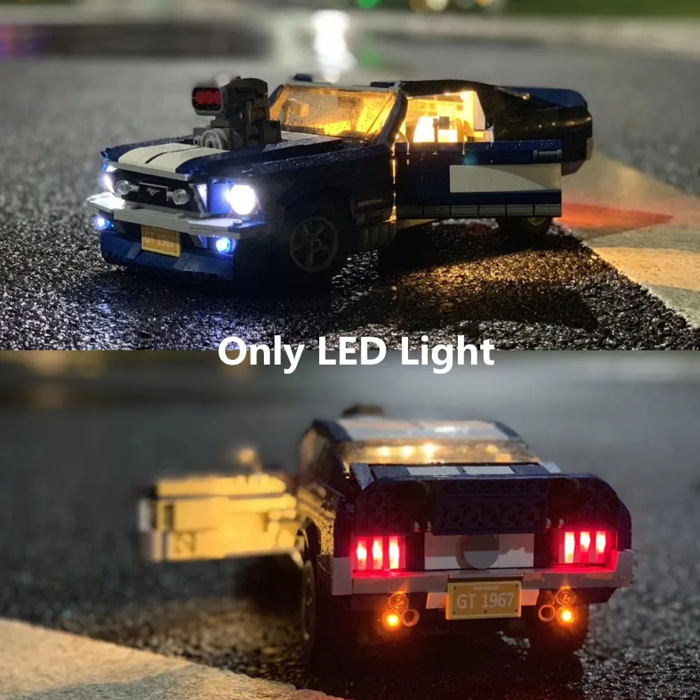 (Only light) LED Light For Creative Ford Mustang GT500 1967 1960 Building Blocks Kit Bricks Classic Model Toys Kids 10265 21047