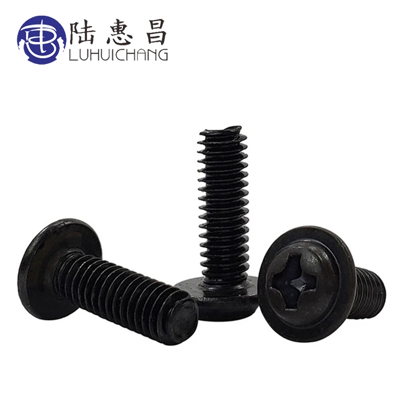 LUCHANG Round head carbon steel PWA Screws Self-tapping Screws black with Padded M3 M2 M2.5 Screws