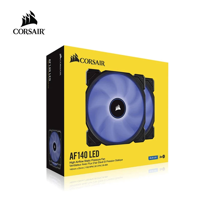 CORSAIR AF140 LED Low Noise Cooling Fan, Single/Dual Pack - Blue/Red 140 mm