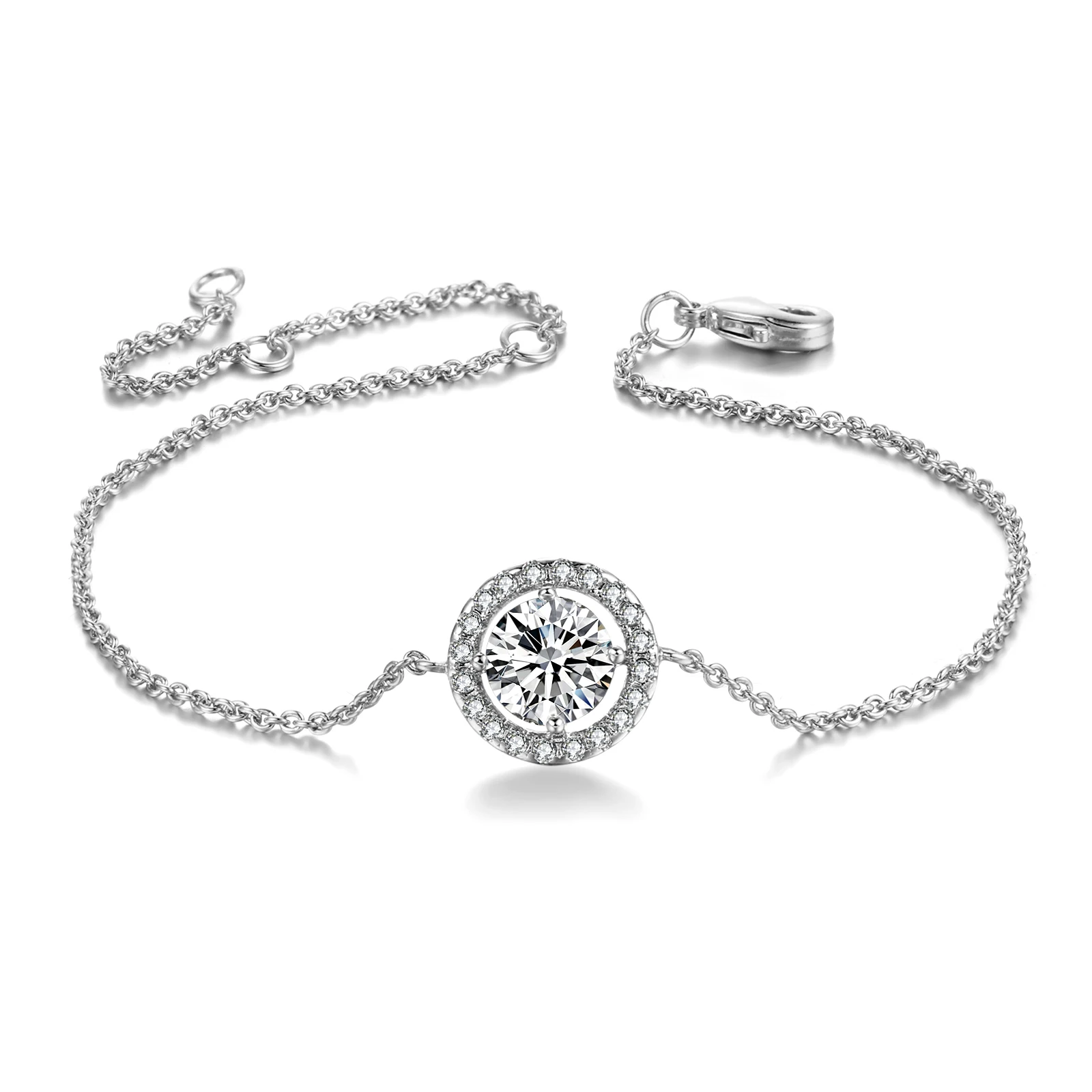 Double Fair DFH101 AAA Round CZ Stone Simple Style Silver Color Bracelets & Bangles Fashion Jewelry Austrian Crystal HotSale