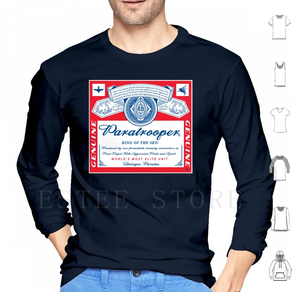 

Paratrooper-Beer Label Hoodies Long Sleeve The Para Parachute Regiment Sfsg Special Forces Support Group Machine