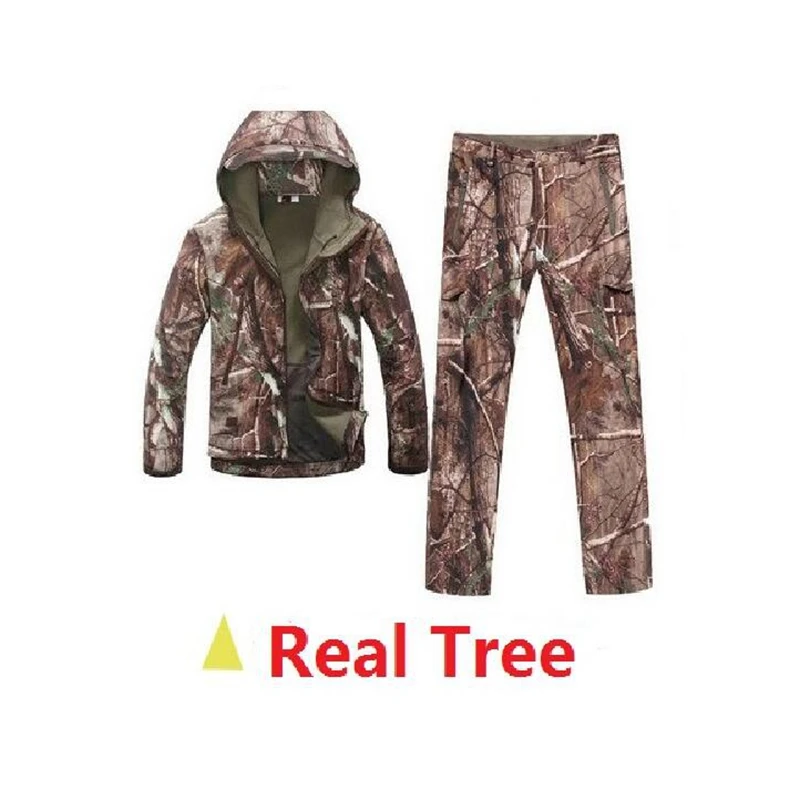 Tactical Shark Skin V5.0 Softshell Jacket Pants Windbreaker Waterproof Hoodie Clothes Hunting shooting Camo Suit Coat