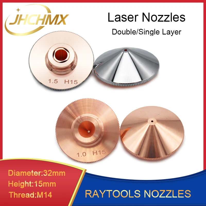 Boquilla JHCHMX Raytools de una sola/doble capa de diámetro de 32mm calibre 0,8-4,0mm para máquina láser de fibra Empower Bodor Glorystar