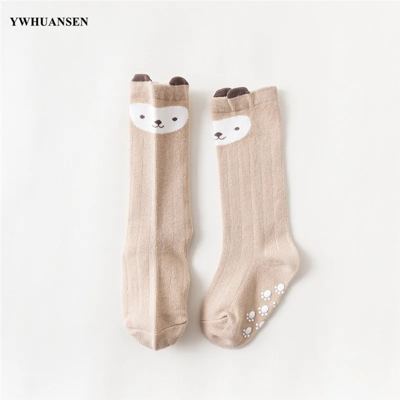 1 Pair 0 to 24M Cute Fox Baby Sock Non Slip With Grips Cotton Long Socks For Infant Girls Boys Newborn Knee High Socks 2020