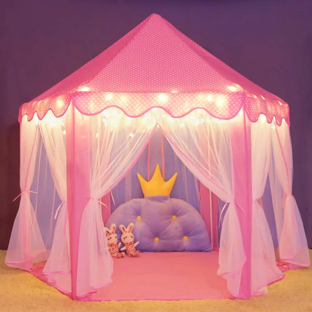 Tenda per bambini Toy Ball Pool Girl Princess Pink Castle tende piccola casetta per bambini Portable Kids Outdoor Play Game House