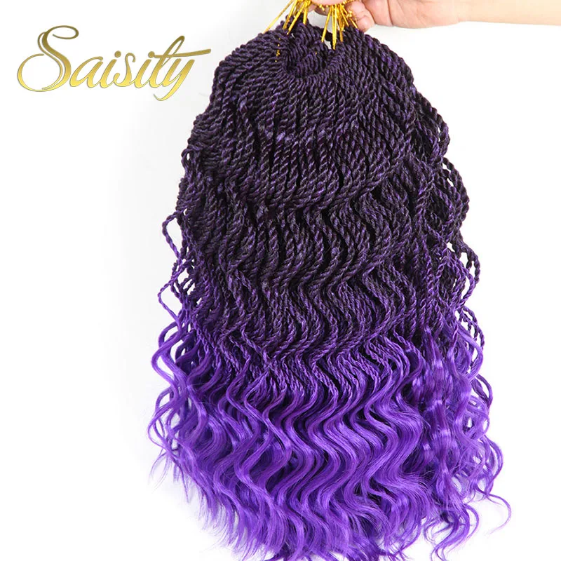 Saisity 14 "35 stränge/pack Synthetische häkeln haar extensions senegalese twist flechten haar enden häkeln haar jumbo