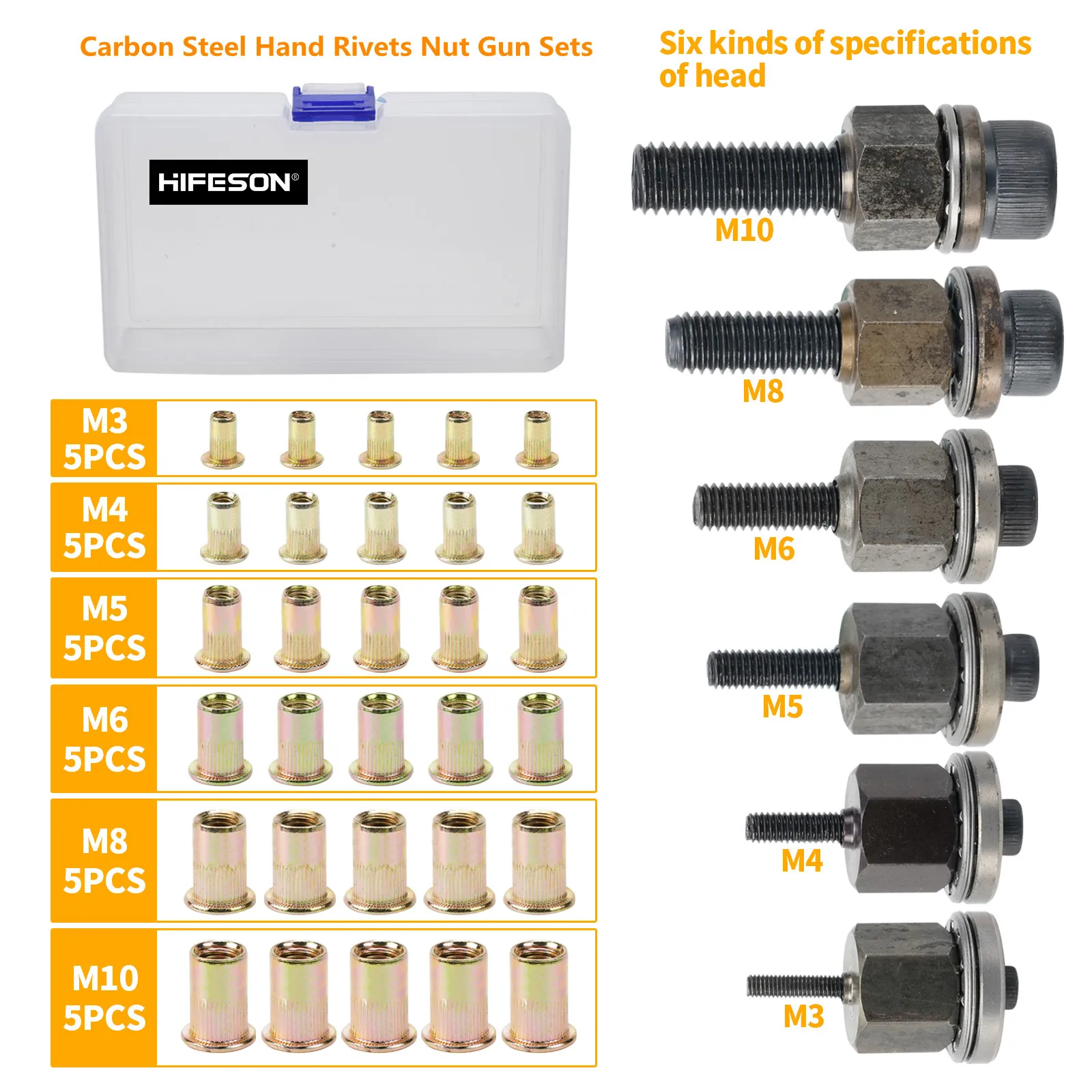 Rivet nut tool Hand Rivet Nut Gun Head Simple Installation Manual Riveter Rivnut Tool Accessory for M3 M4 M5 M6 M8 M10