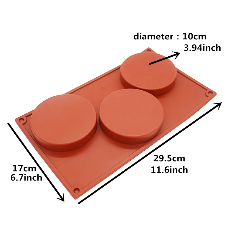 3-Cavity Large Round Disc Candy Silicone Mold Shallow Cylinder Cake Mold Silicone Classic Collection Mould Shapes