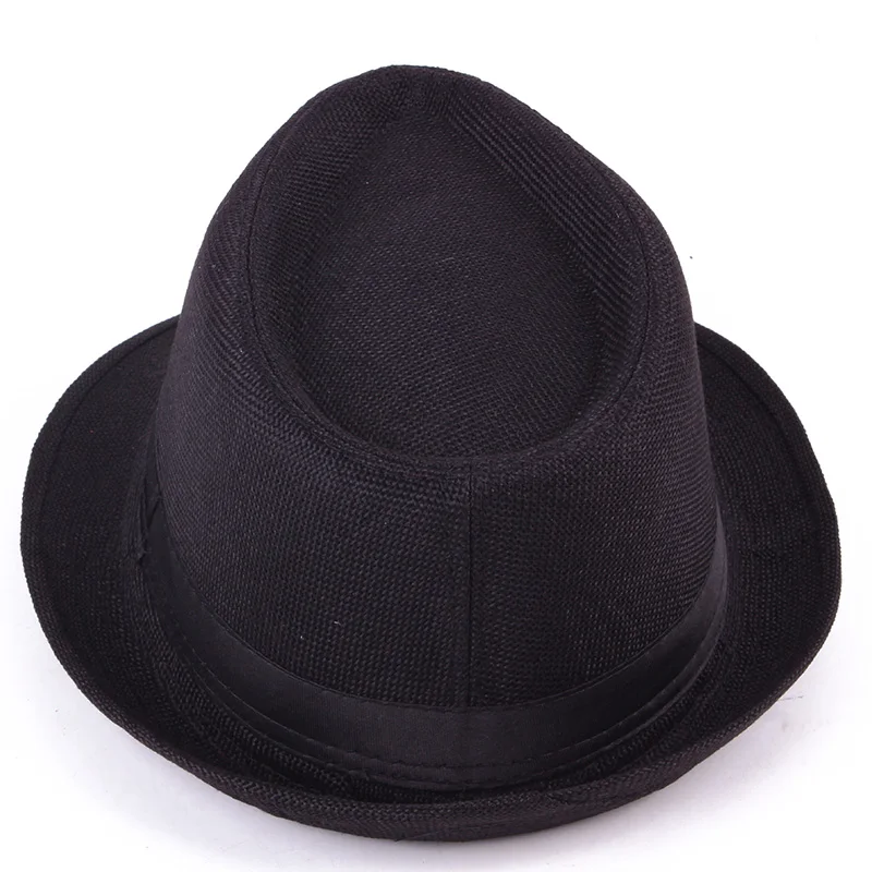 Men Women Brief Style Flax Gentleman Wide Brim Jazz Church Cap Vintage Panama Casual Travel Sunscreen Straw Knit Top Hat R83