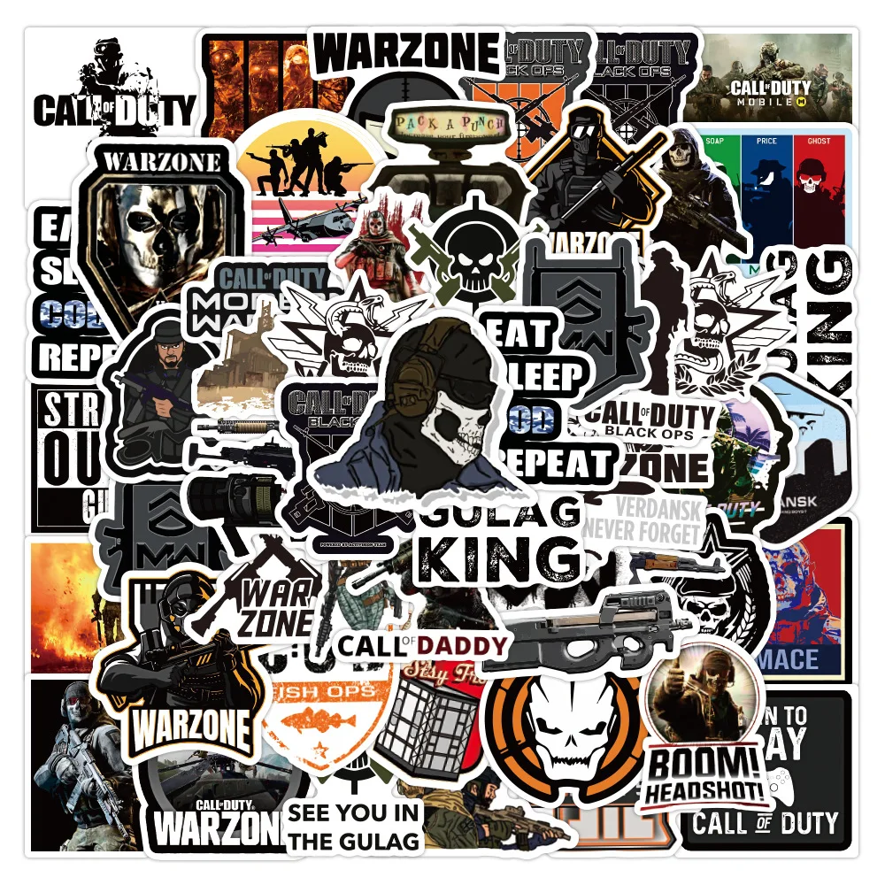 10/30/50Pcs Cool Game Cod Call Duty Stickers Skateboard Gitaar Auto Diy Laptop Motorfiets Telefoon bike Graffiti Sticker Kid Speelgoed