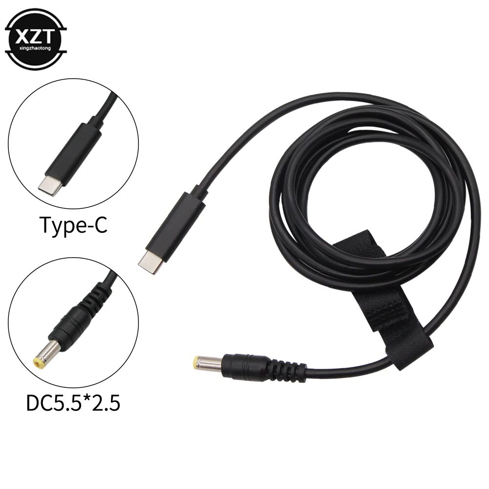 USB Type C PD Charging Cable Cord Dc Power Adapter Converter 5.5*2.5 20V 3A 65W for Lenovo Asus Dell Hp Laptop Charger