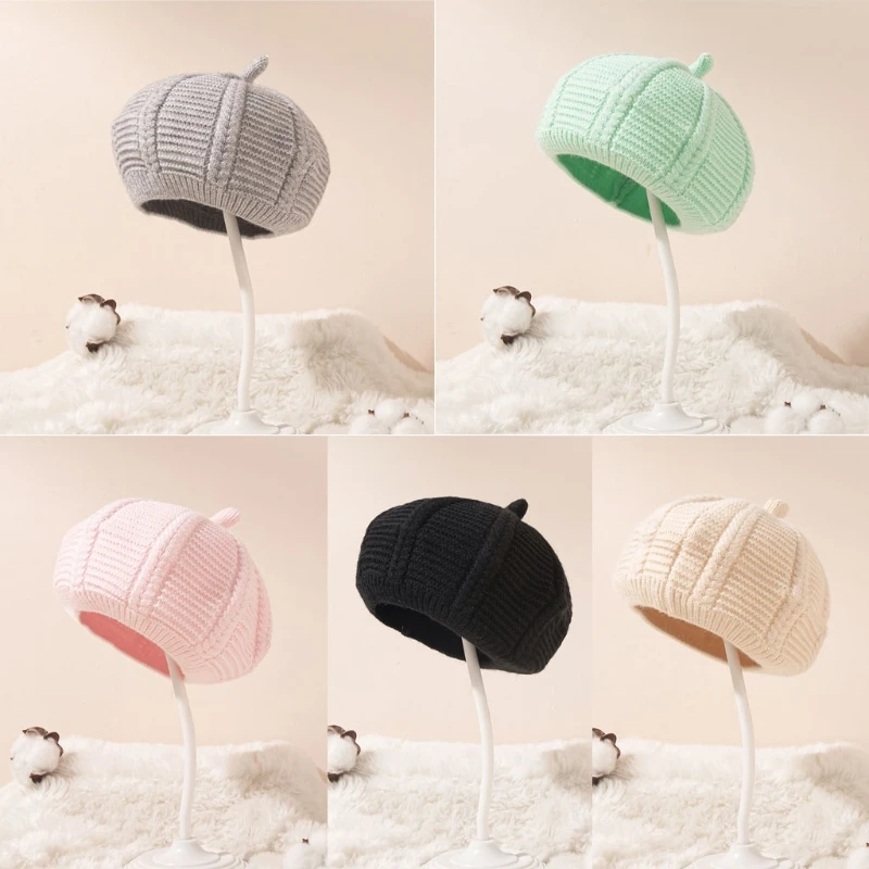 5 Colors Fashion Baby Octagonal Beret 0-12 Months Girls Boys Wool Hat Autumn Winter Infant Warm Caps for 1 2 3 Years Old