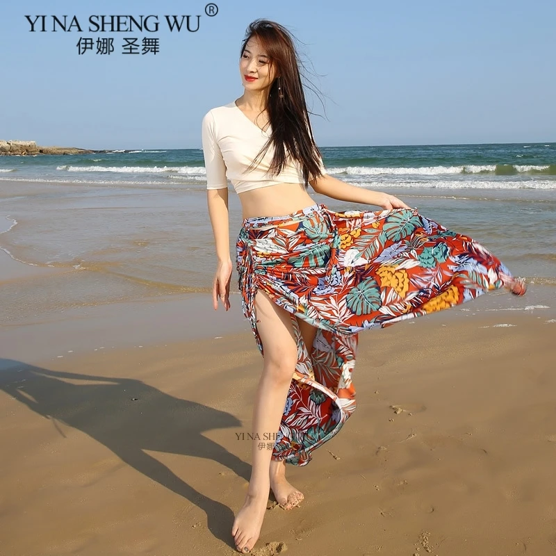 

Женский костюм для танца живота, комплект из двух предметов, топ и юбка с принтом ДЛЯ ВОСТОЧНЫХ ТАНЦЕВ