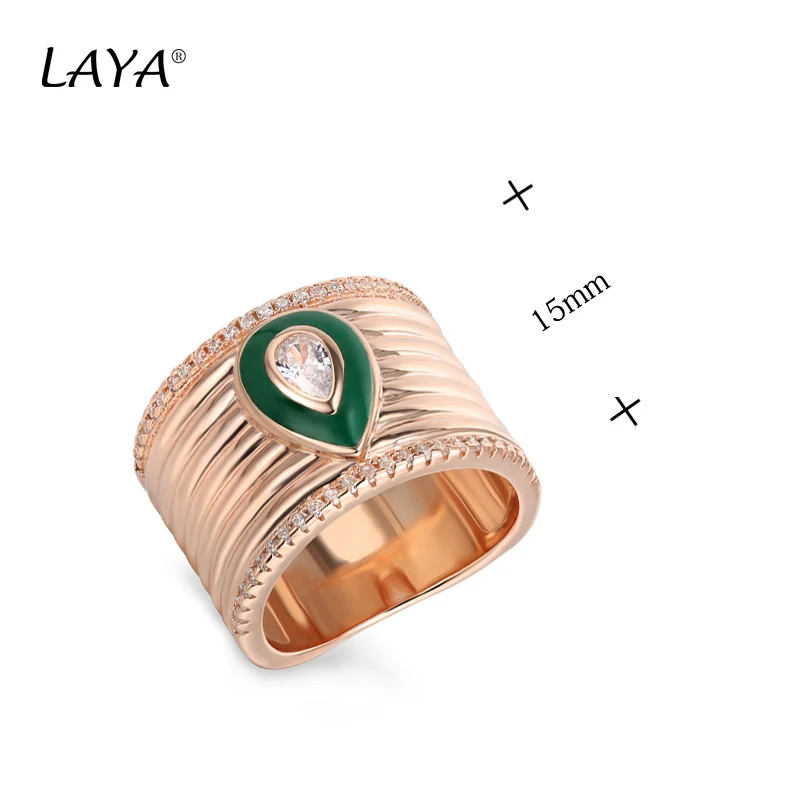 LAYA 925 Sterling Silver Fashion High Quality Zircon Original Enamel Paint Spray Rings For Women\'s Men\'s Classic Jewelry