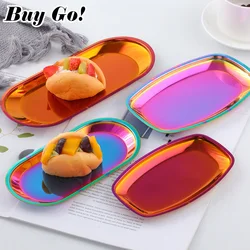 Nordic Style Oval Jewelry Storage Serving Tray Platter Stainless Steel Snack Tray Metal Storage Gold Decoration Home Organizer