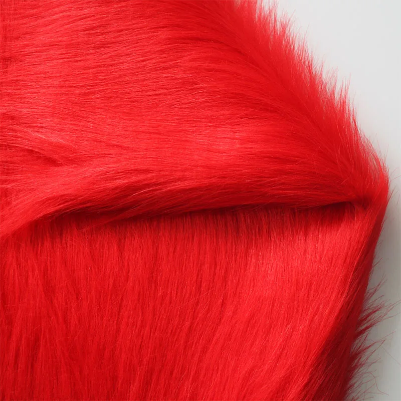 Soft Plush Faux Fur Fabric, Sewing Material, DIY Home Decoration, Costume Cosplay, Blanket, Red, Good, 9cm, 150x50cm, 1Pc