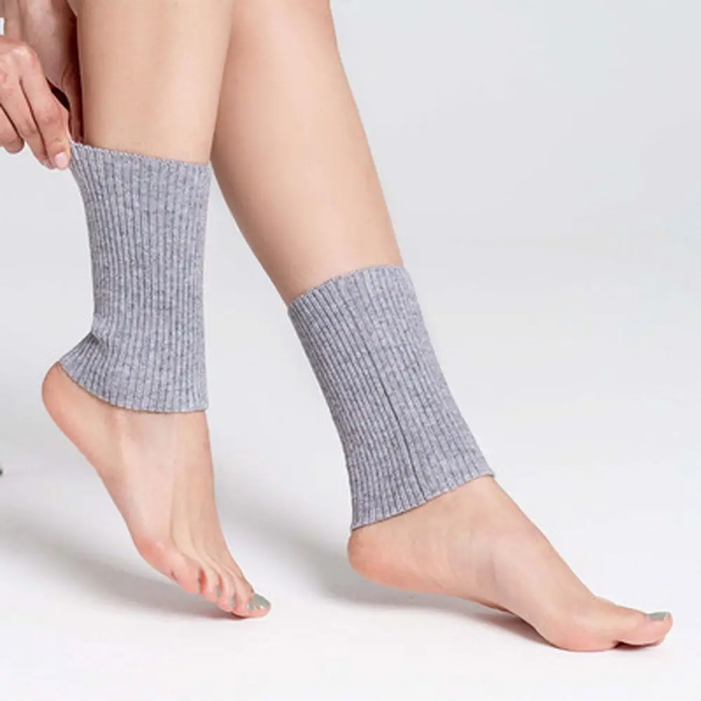 Winter Knitted Wool Leg Warmers for Woman Punk Goth Solid Outdoor Sports Thermal Warm Woolen Cashmere Ankle Protection