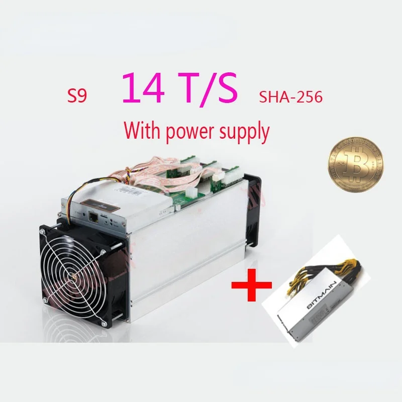 ETH BTC AntMiner-minero Bitmain S9 14T 14000Gh/s 14. ª/s, 16NM, 1372W, BM1387, entrega en 48 horas