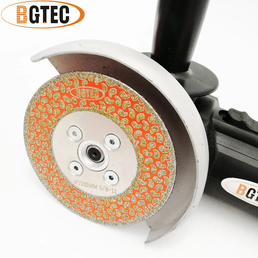 Bgtec 4 "Diamond Cutting & Grinding Disc 5/8-11 Flange Marmer Granit Satu Sisi Dilapisi 105 Mm diamond Saw Blades