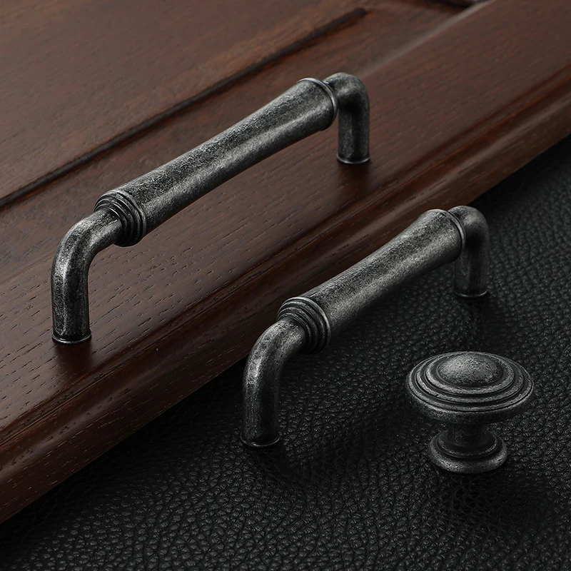 AOBT Vintage Antique Furniture Handles Drawer Door Knobs Gray Bronze Kitchen Cabinet Storage Handle Cupboard Vintage Hardware
